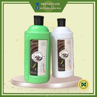 Nhuộm đen phủ bạc Tóc Bibop Thảo Dược không bị dính da đầu 500ml*2