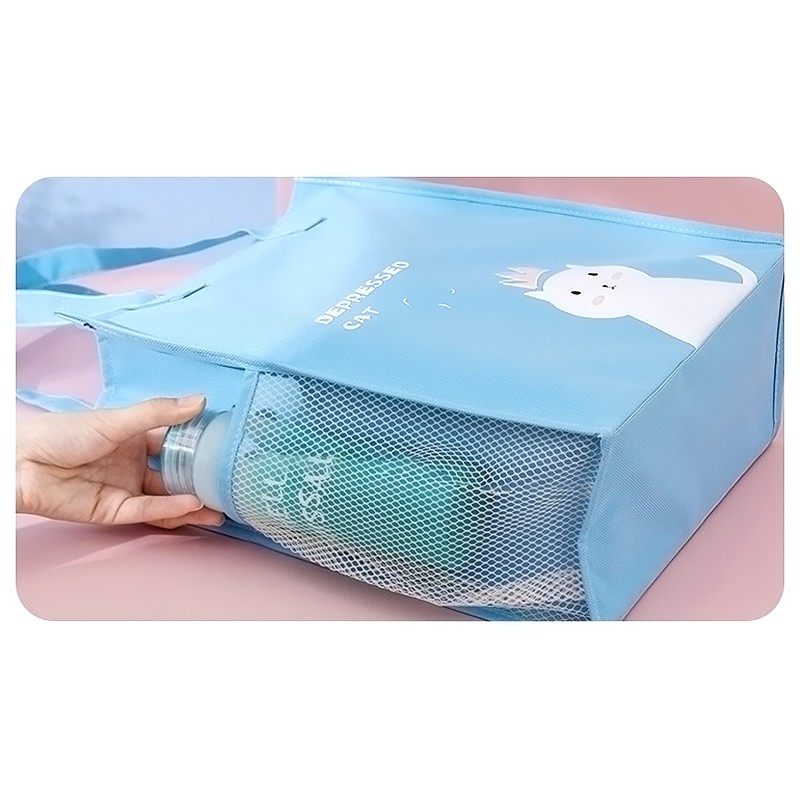 Túi Tote Cat Cute CAO CẤP - Có túi lưới đựng nước tiện lợi