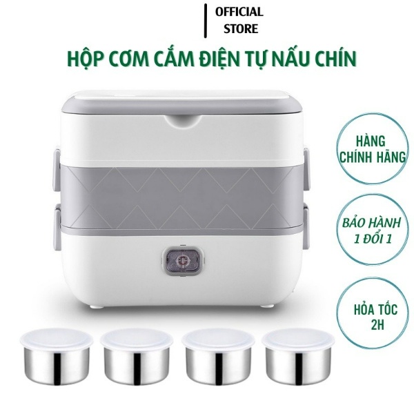 Hộp đựng cơm cắm điện  Bear cao cấp, hộp cơm giữ nhiệt văn phòng tự nấu chín thức ăn ruột inox