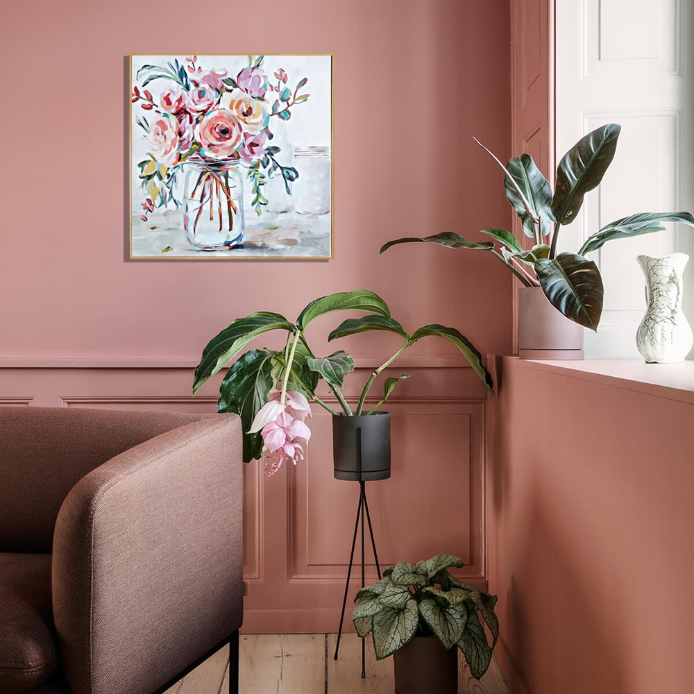 CÁNH HOA TÌNH YÊU - Tranh vải Canvas - Khung viền gỗ tự nhiên - Tặng kèm đinh treo.