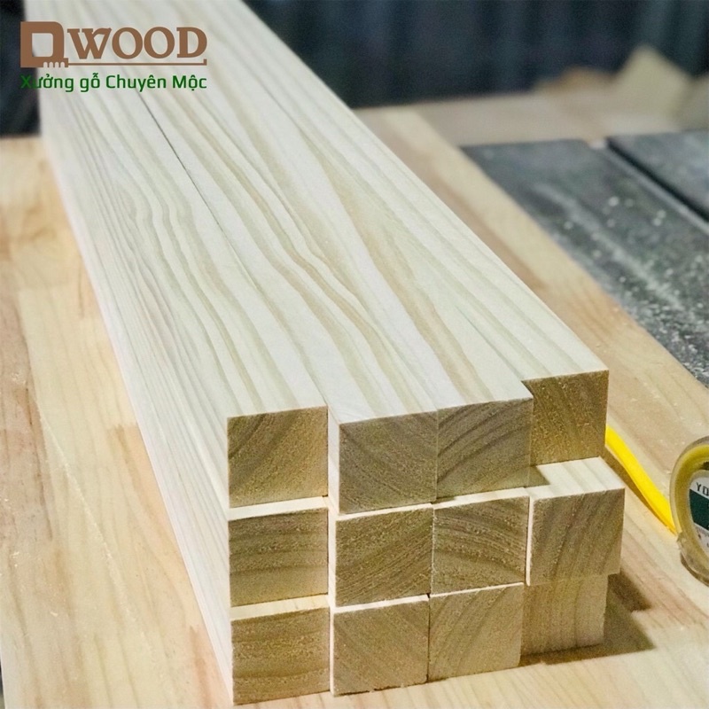 Thanh gỗ vuông 5cm Dwood gỗ thông đã xử lý đẹp chắc chắn