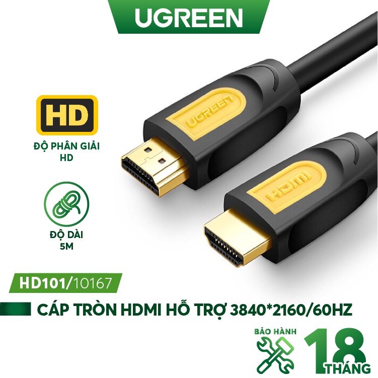 Dây cáp HDMI 1.4 thuần đồng 19+1 hỗ trợ 2Kx4K 3D 1-8m UGREEN  HD101 cáp dạng dẹt và tròn