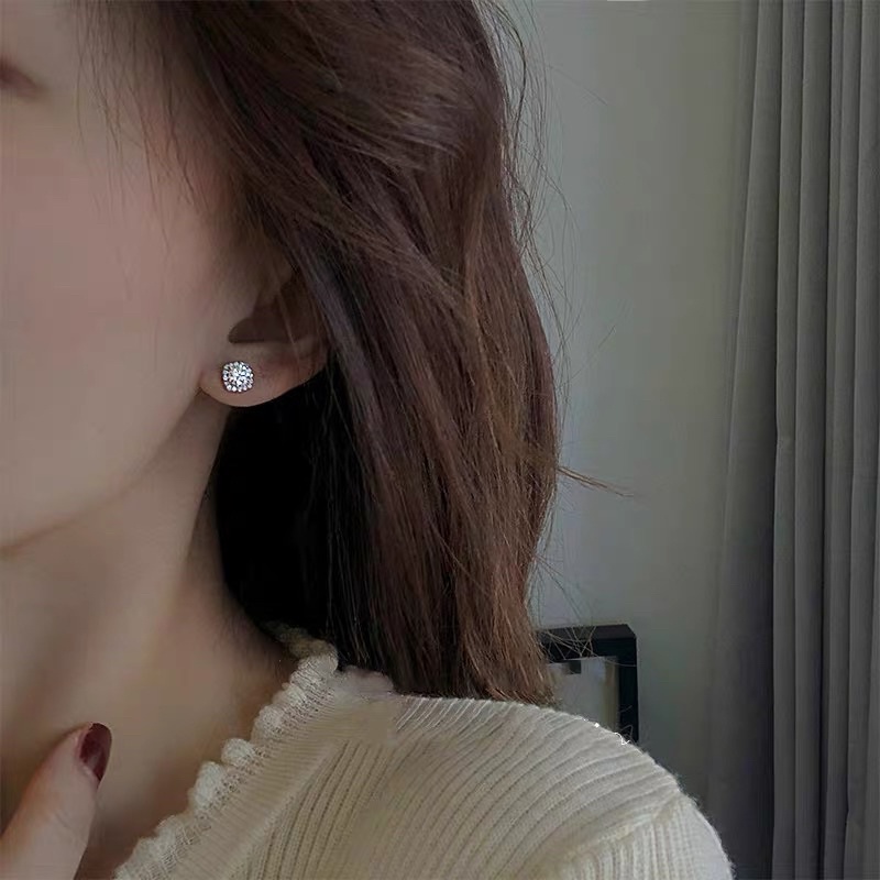 Bông tai bạc nữ hình vuông đính đá sang trọng lấp lánh, khuyên tai bạc 925 DUYSON SILVER ( Giá bán/1 đôi) SILVER