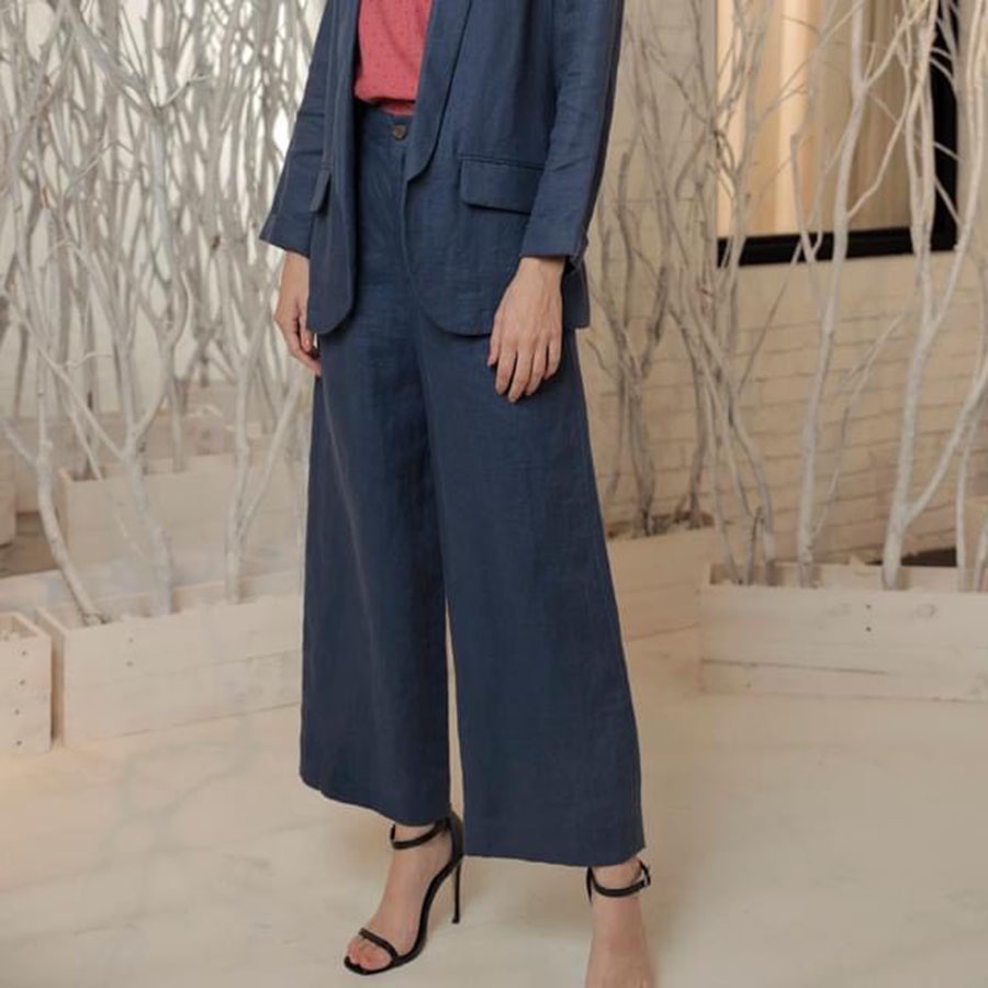 Quần tây nữ Linen, vải linen mềm mát, ống rộng trẻ trung, 6 màu lựa chọn