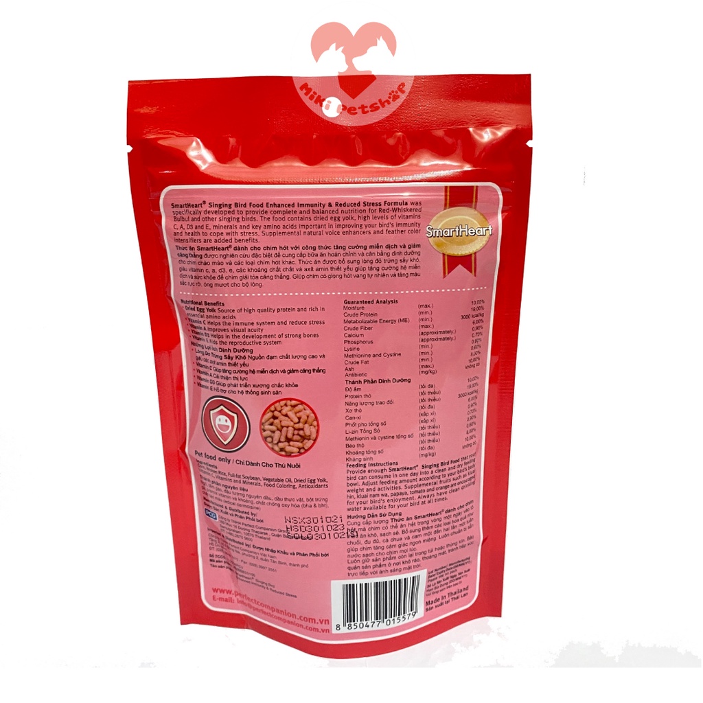 Cám Cho Chim Chào Mào, Chim Hót Cám Chim Smartheart Thái Đỏ 100G - Miki Petshop