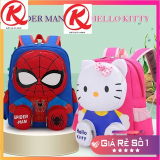 Mẫu mới 2021 - Balo đi học thời trang xinh xắn hình Spider Man, Hello Kitty giá rẻ nhất