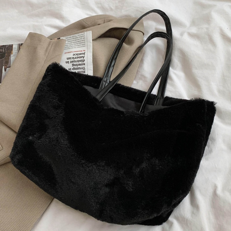 Túi Xách Lông Nhung Màu Trơn Nhẹ Nhàng Mềm Mại Sức Chứa Lớn Cho Nữ