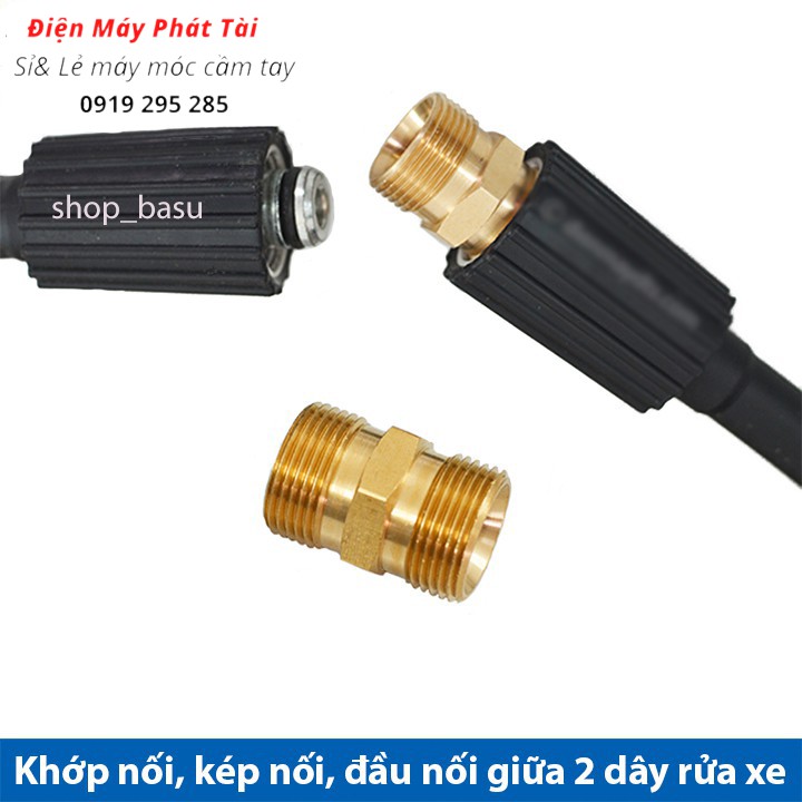 Khớp Nối Phụ Kiện Máy Rửa Xe Nối Dài Dây Máy Xịt Rửa Xe Ren 21mm