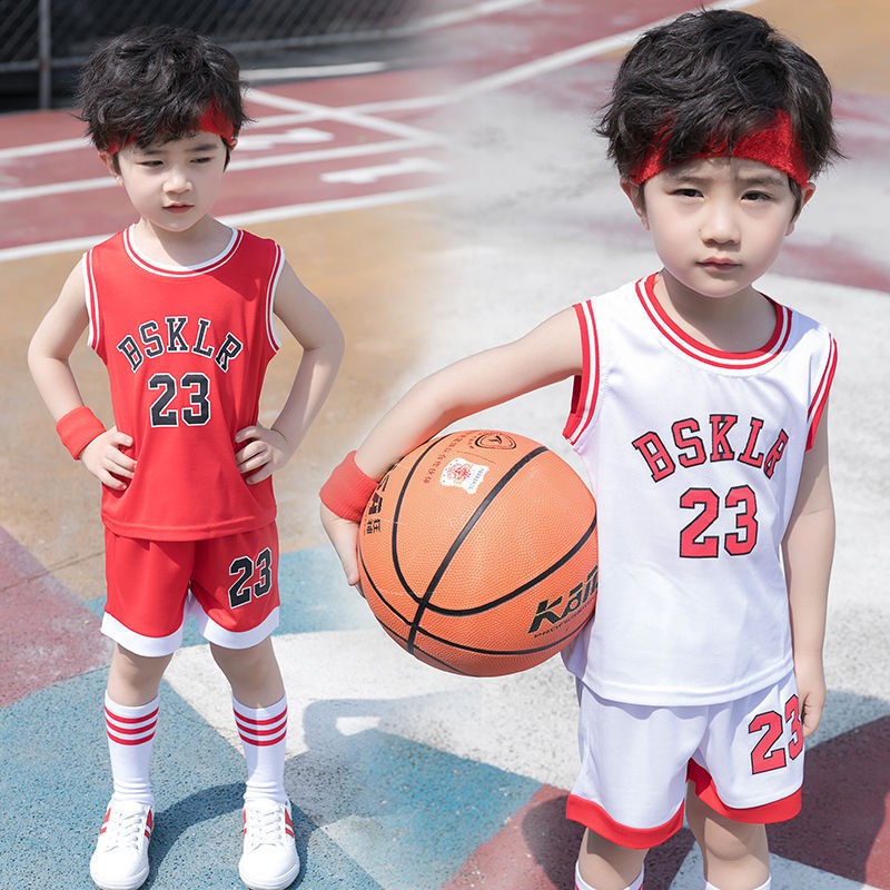 Quần áo bóng rổ trẻ em trung bình và nhỏ bộ đồ hai mảnh mẫu giáo cho bé trai gái biểu diễn ngày thể thao mùa h
