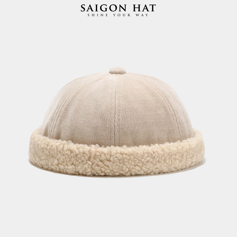 Mũ nồi tròn miki hat nam nữ không vành nhung viền lông form đẹp beanie thời trang thu đông kiểu SAIGON HAT
