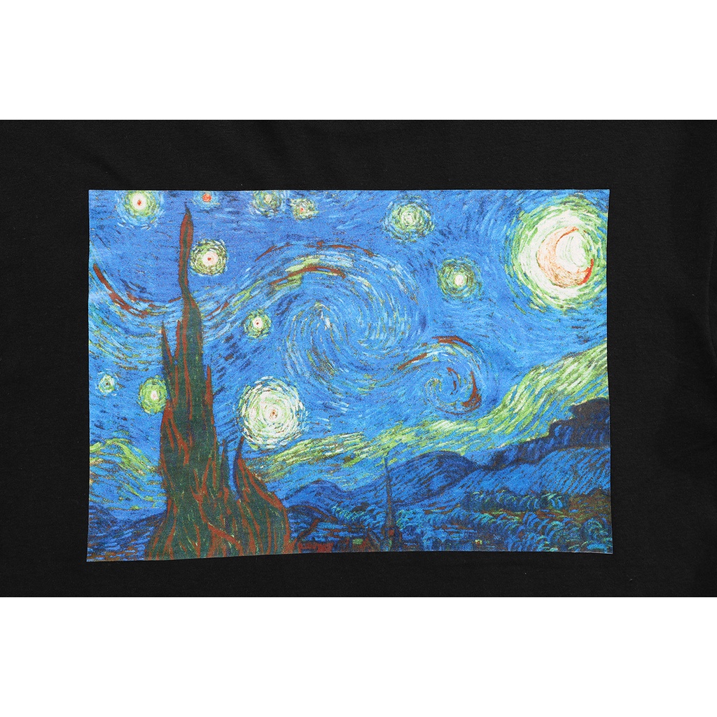 FEAR OFGOD Double Line ESSENTIALS High Street FOG Van Gogh Starry Print Tide Brand Short Sleeve Loose T-Shirt