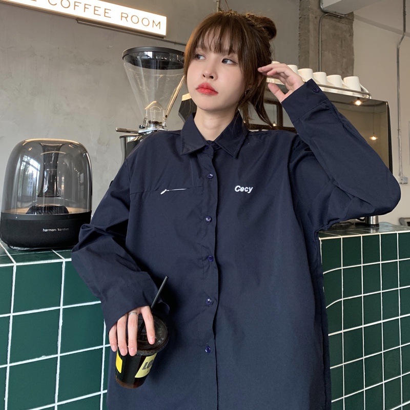 SUXI Áo Thun Nữ Tay Dài Dáng Rộng Màu Sắc Đơn Giản