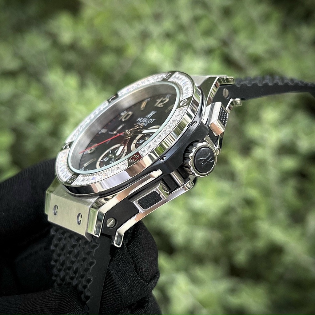 Đồng Hồ Nam HB BIGBANG BLACK đá viền - Máy Quazt Nhật , Mặt Saphire 42mm , Chống Nước- Bảo Hành 24 Tháng
