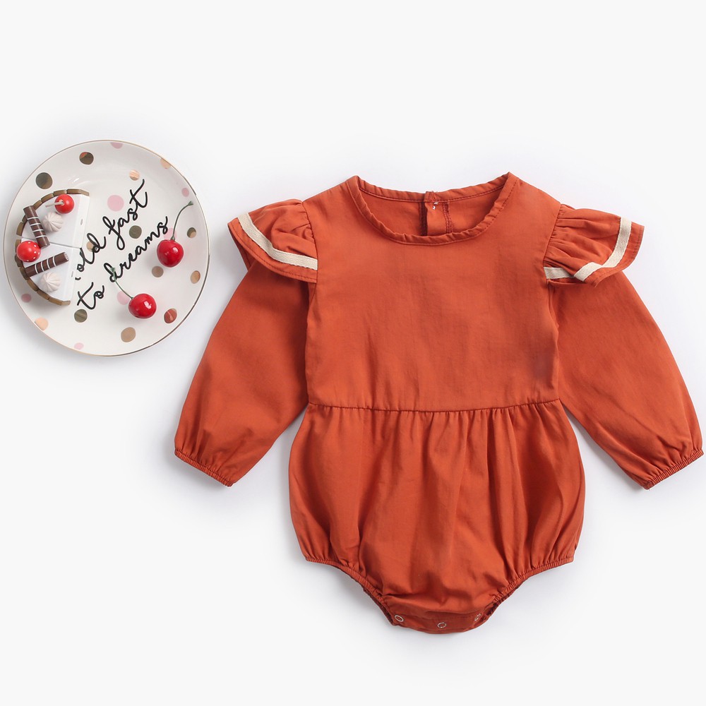 Đồ liền thân Sanlutoz tay dài màu trơn thời trang dễ thương cho bé gái