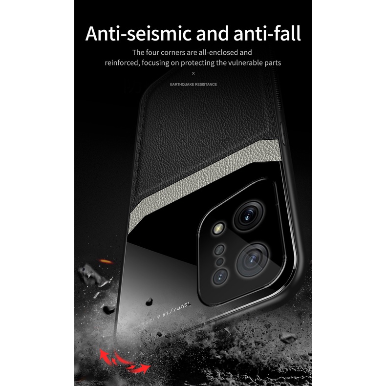 Ốp lưng chống sốc thời trang OPPO Find X5 Pro / X3 Pro Gương da Kính cường lực Mặt sau điện thoại