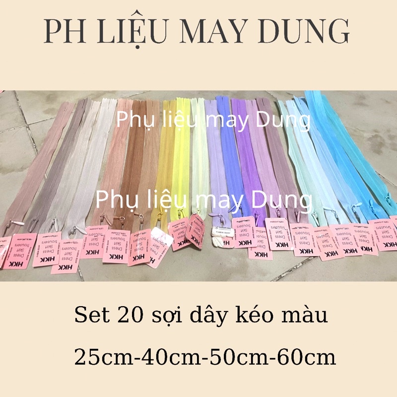 dây kéo giọt nước lố 20 sợi các màu pastel sáng