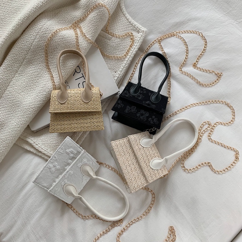 Túi Xách Đan Lát Hình Vuông Thời Trang Cho Nữ