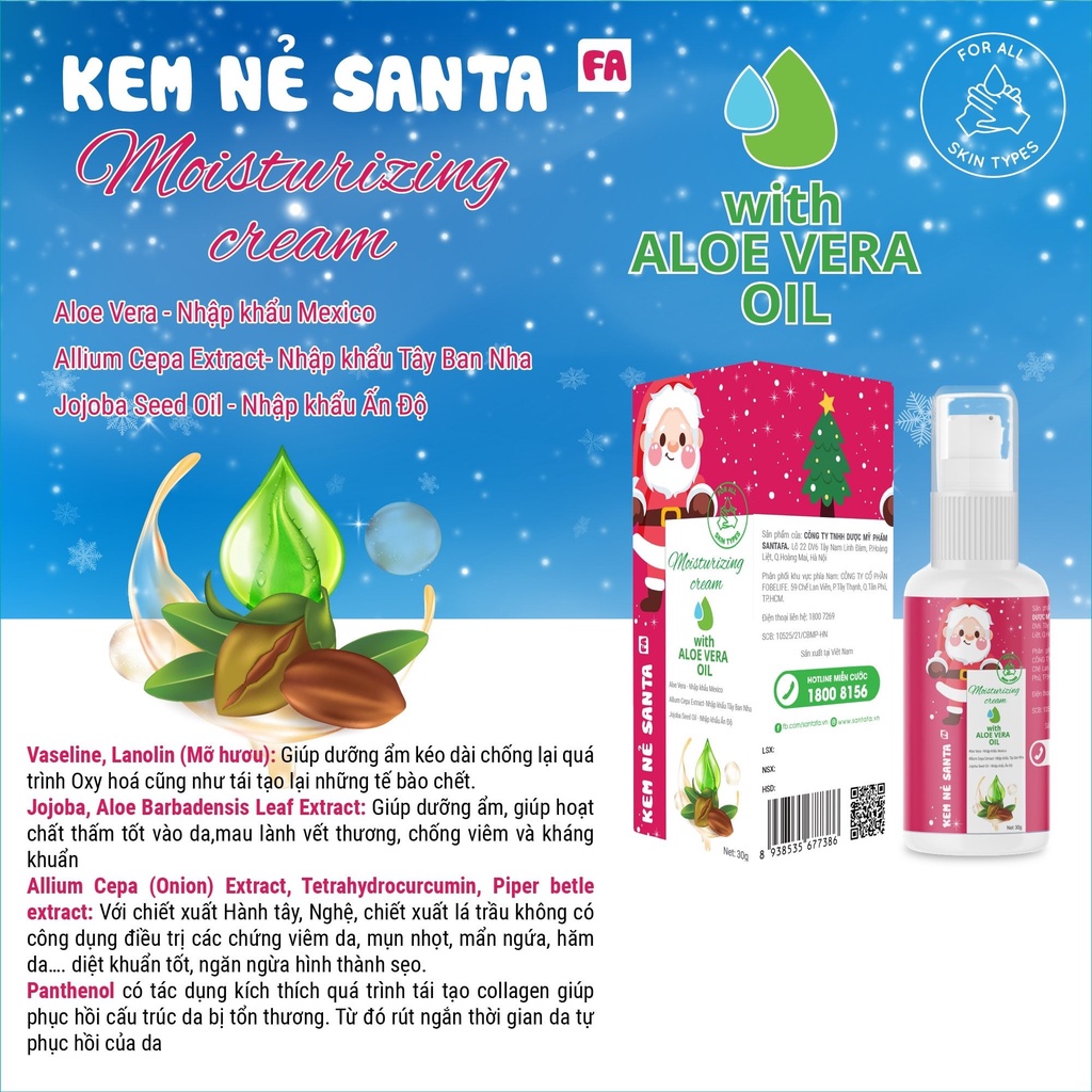 Kem Nẻ Santa 30gr Giúp Dưỡng Ẩm, Tái Tạo Da Do Nứt, Khô Da, hăm tã