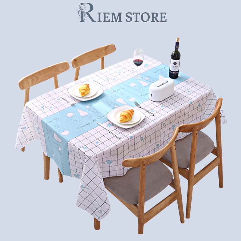 Khăn Trải Bàn Kẻ Caro Nhựa PVC Chống Thấm Nước Khăn Phông Nền Chụp Ảnh RIEM
