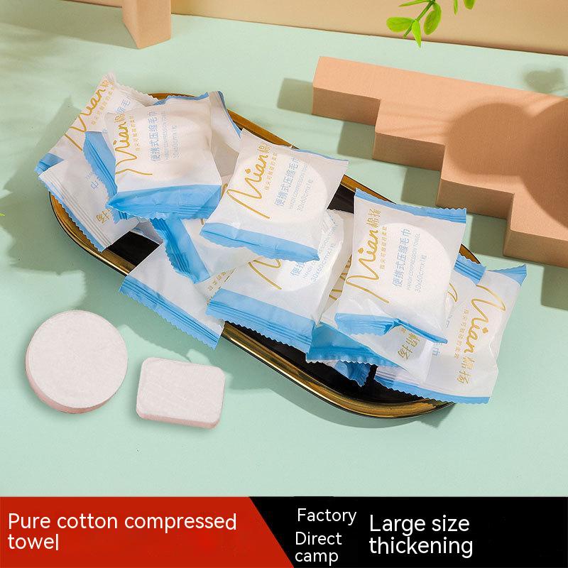 Khăn Nén Cotton Tinh Khiết Dày Dặn Dùng Một Lần Để Lau Mặt