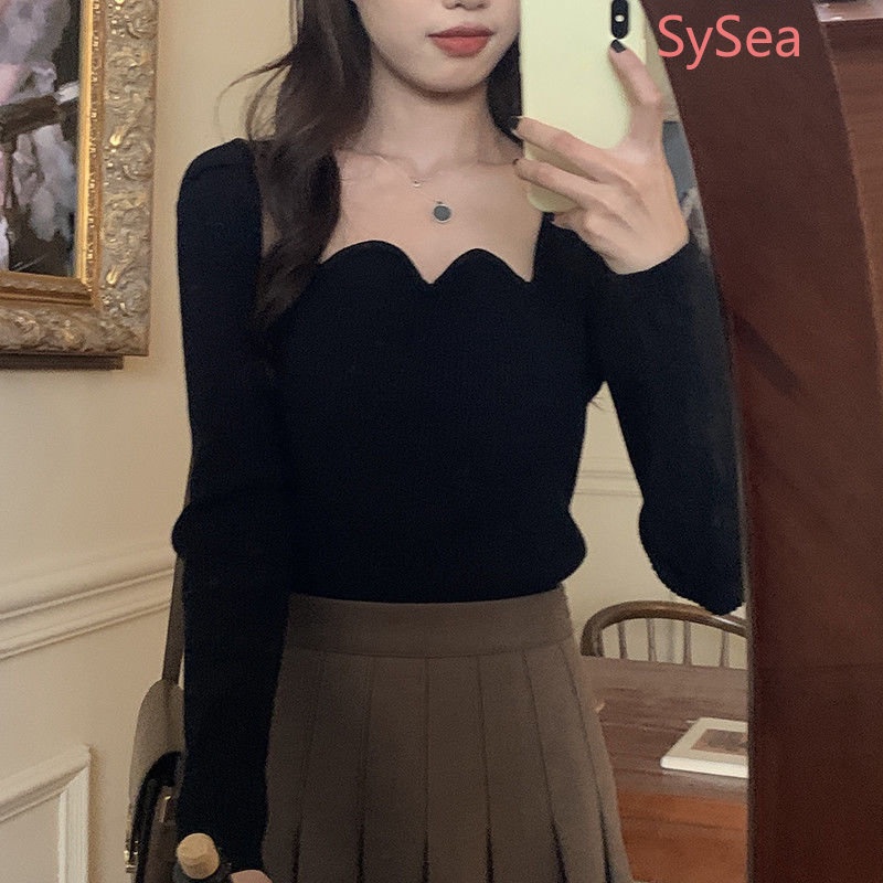 Áo Dệt Kim Màu Sắc Đơn Giản Quyến Rũ Cho Nữ