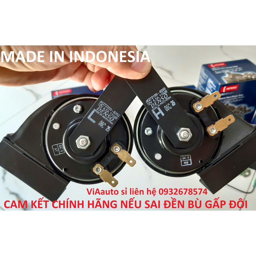 1 Cặp Kèn Sò Chống Nước TẶNG KÈM 2 JACK + 2 PÁT, Denso chính hãng MADE IN INDONESIA