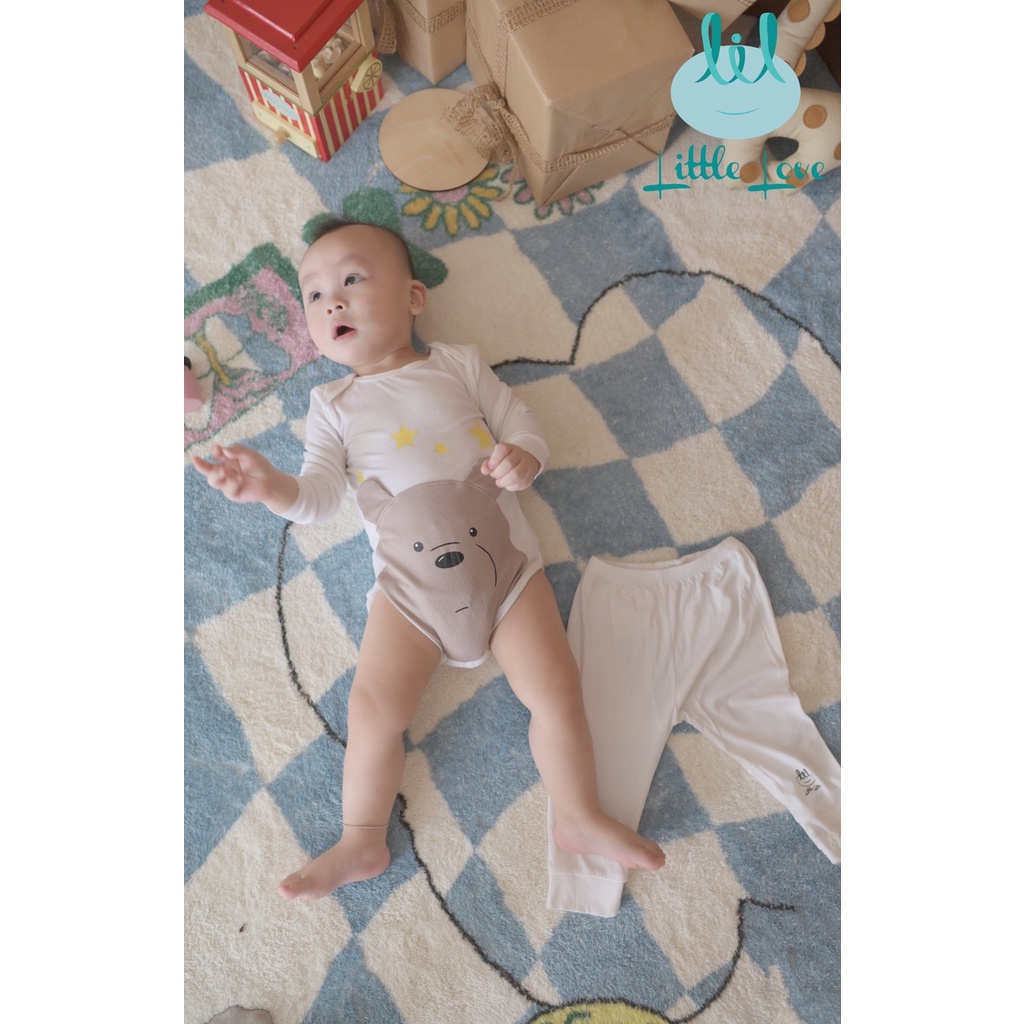 [3-18M]Set bộ body mix quần tăm Lil Little Love dành cho bé trai bé gái dễ thương