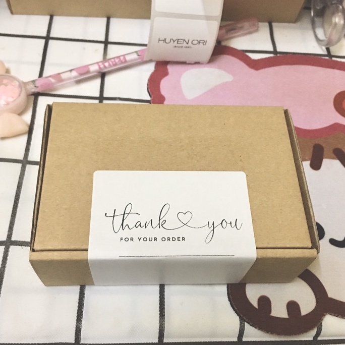 Set 40 tem dán cảm ơn THANK YOU for your order 7x10cm, tem dán hộp gói hàng đơn giản, niêm phong