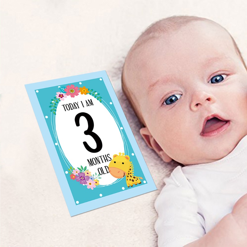 Bộ 12 Tấm Thẻ Đánh Dấu Cột Mốc Phát Triển Theo Tháng Cho Bé