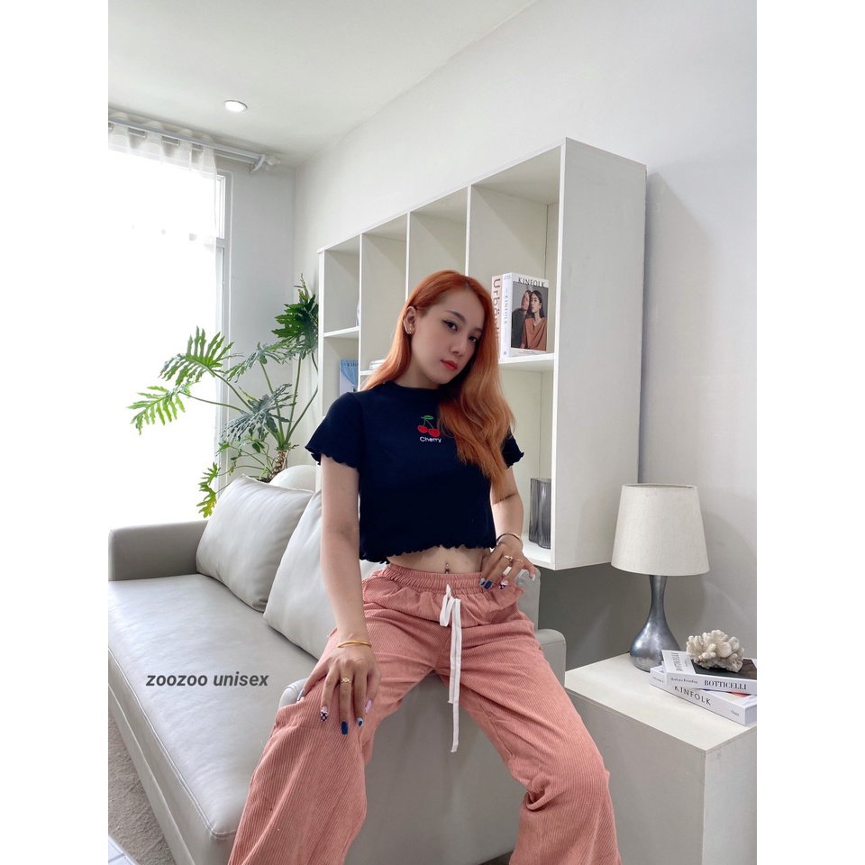 Quần nhung tăm ống rộng nữ lưng cao 3 màu đen hồng kem dài 100cm suông phong cách Hàn Quốc hot trend ZoZo_UNISEX