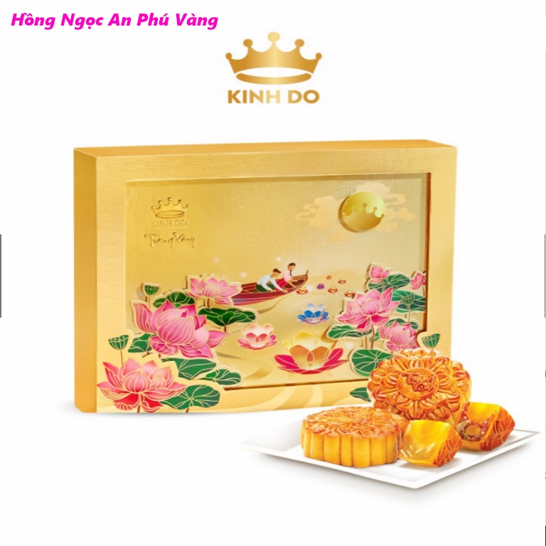 Bánh Trung Thu Kinh Đô Trăng Vàng Hồng Ngọc Cao cấp Hộp 4 Sò Điệp Sốt X.O Jambon Ngũ Hạt Thịt Xông Khói thịt cua hải sâm