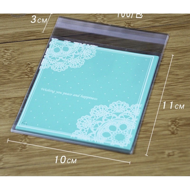 100 túi đựng bánh có keo dính 10x10cm