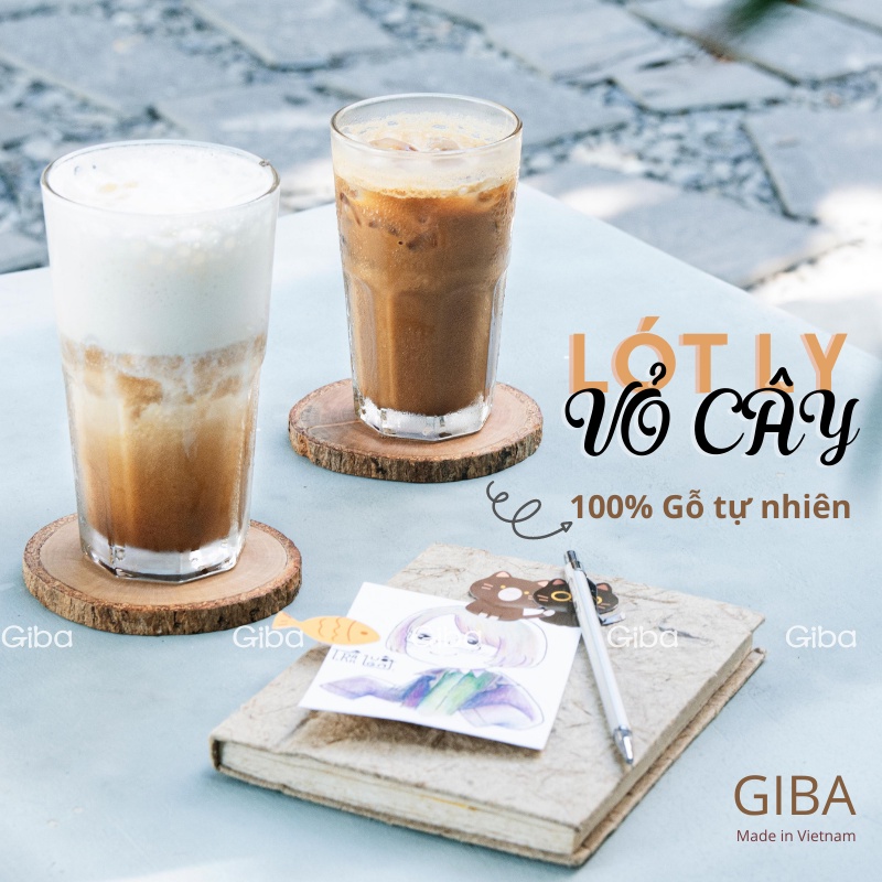 Lót ly gỗ GIBA - 1 cái - Wooden Coasters