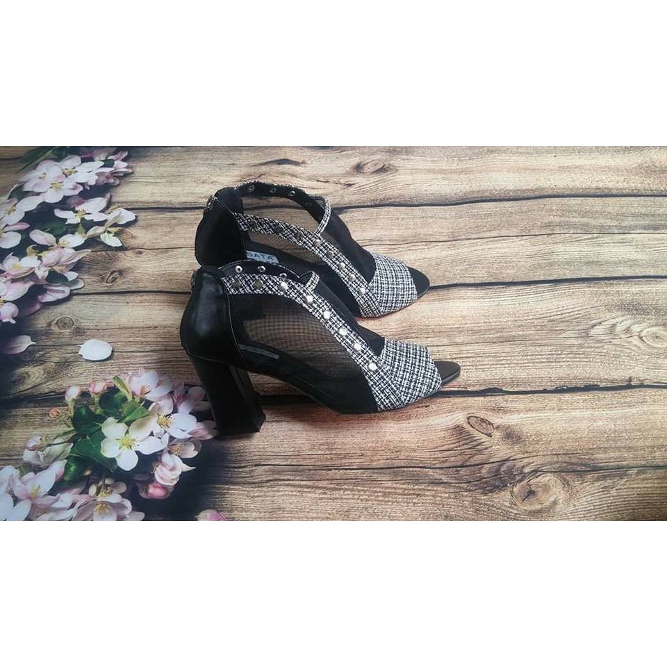 Giày sandal nữ đẹp Rosata lượn sóng lưới đen RO152