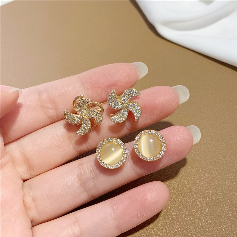 Bông Tai Mạ Bạc 925 Đính Đá Opal Có Thể Xoay Phù Hợp Với Mọi Thiết Kế Phù Hợp