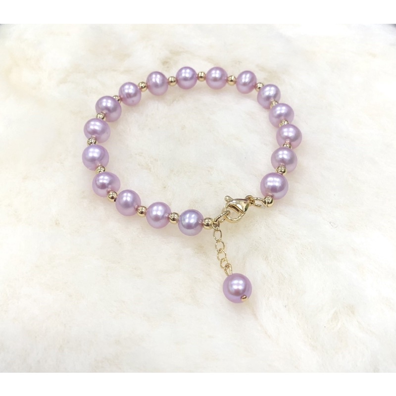 Vòng tay mix bi titan hạt ngọc trai nhân tạo 7ly