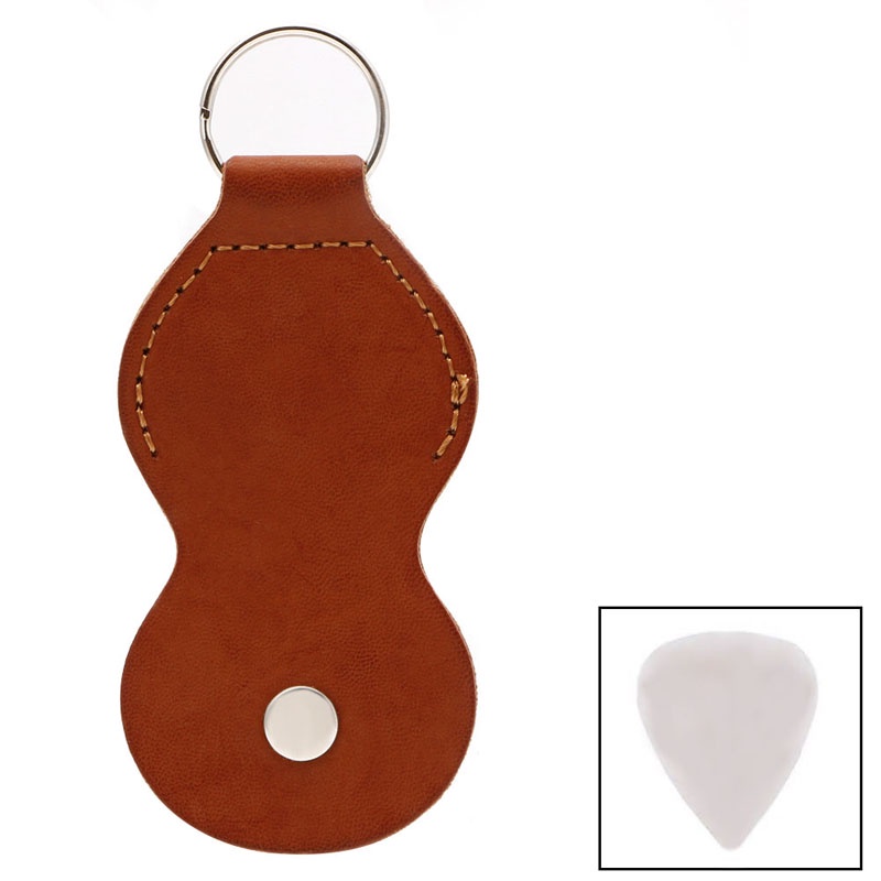 1 Túi Da Đựng Miếng Gảy Đàn Guitar Màu Nâu Có Móc Khóa
