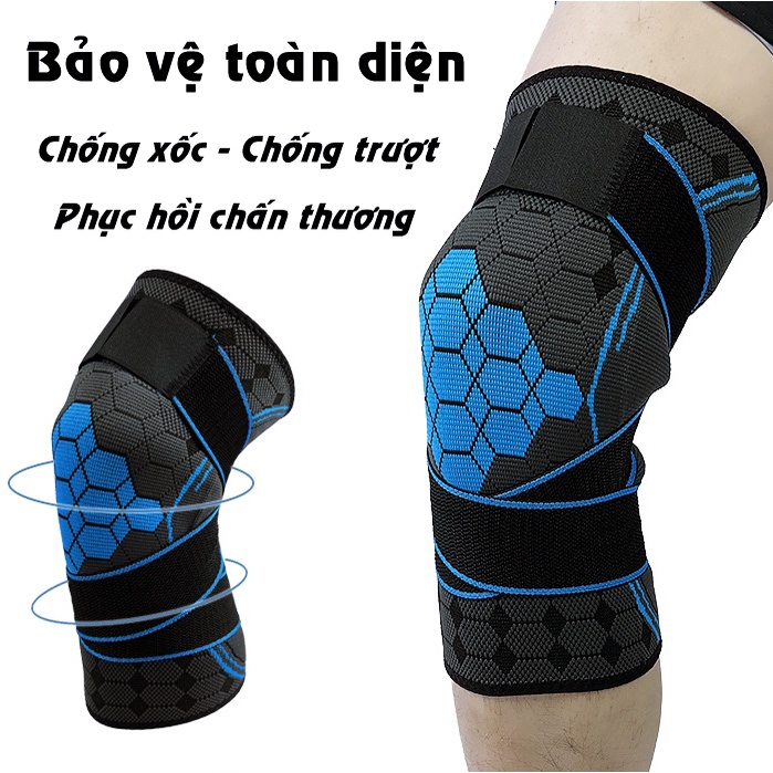 Bó Gối Thể Thao BG/09 Tích Hợp Dây Đai Trợ Lực Bảo Vệ Toàn Diện Khớp Gối Khi Chơi Bóng Rổ Bóng Chuyền Tập Gym