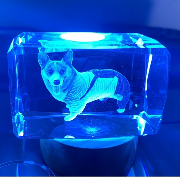 Đèn Ngủ 3D Quả Cầu Pha Lê Phát Sáng ảnh corgi dễ thương, Quà Tặng Sinh Nhật, Quà Lưu Niệm, Qùa Tặng Giáng Sinh