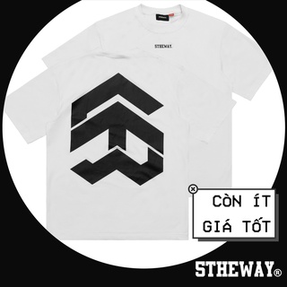 5THEWAY® /solid/ BIG LOGO SQUARE TEE™ in WHITE aka Áo Thun Trắng Tay Ngắn