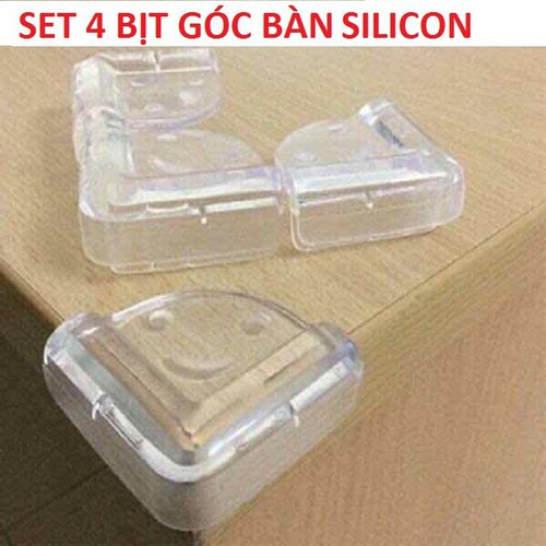 Set 4 miếng bịt góc bàn silicon trong suốt
