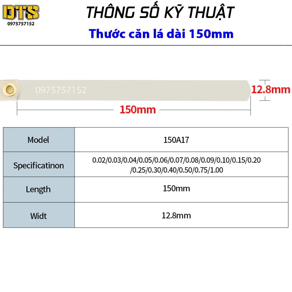 Thước căn lá 17 miếng cao cấp, thước lá chỉnh cò đo khe hở 0.02-1.00mm, dưỡng đo khe hở thép lò xo đàn hồi chính xác cao