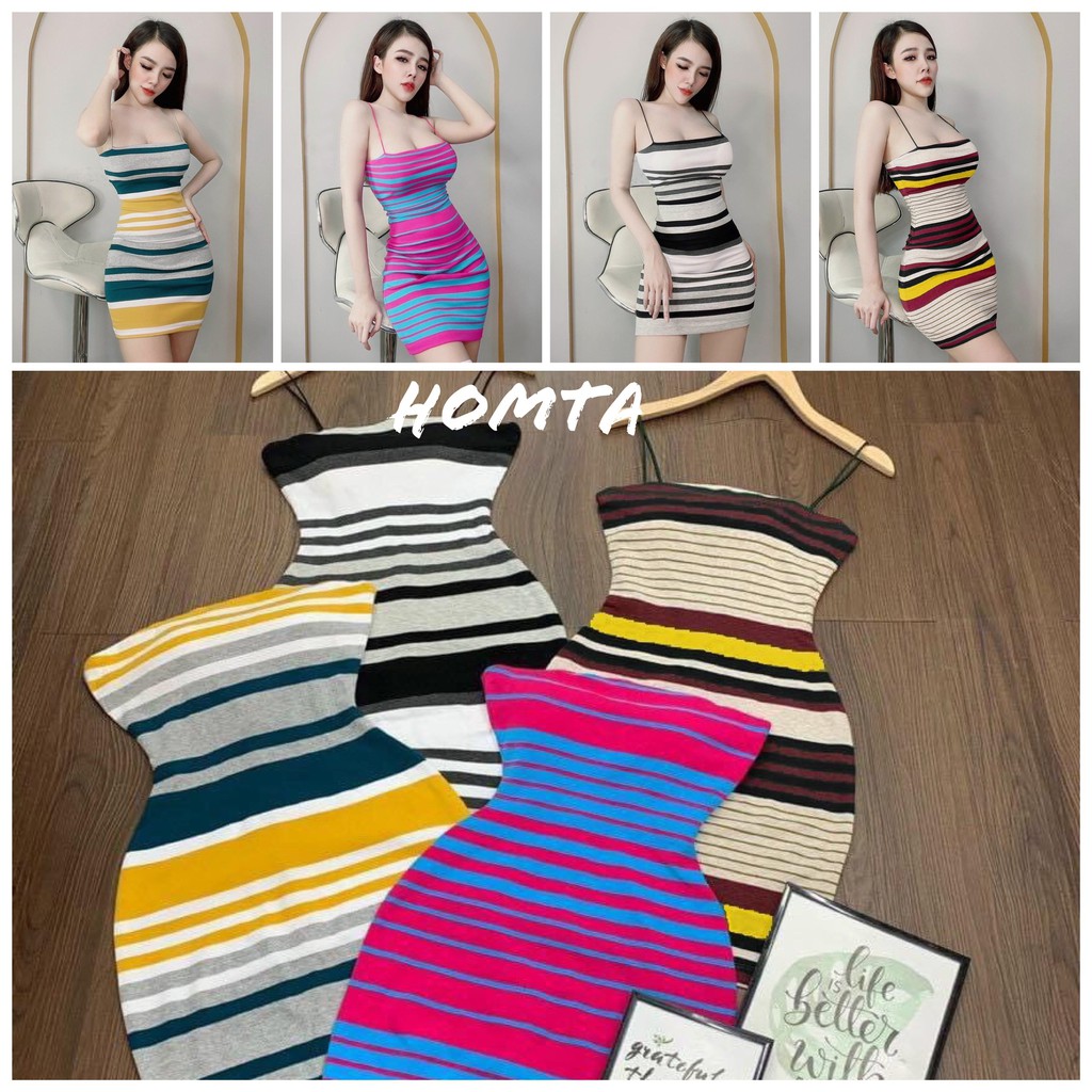 Đầm dây sọc có dây kéo | BigBuy360 - bigbuy360.vn