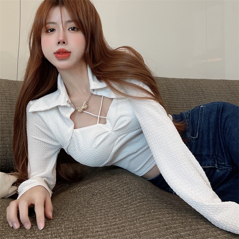 Áo Sơ Mi Lửng Tay Dài Cổ Bẻ Phối Nơ Thời Trang Mùa Thu Quyến Rũ Dành Cho Nữ