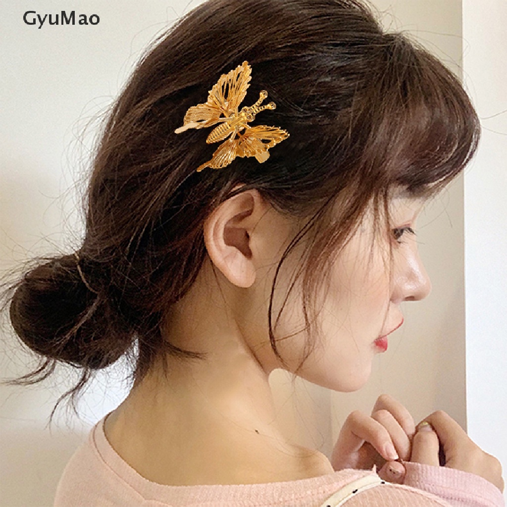 [cxGYMO] The Moving Butterfly Hairpin Cute Gold Hair Accessories Vintage Barrettes  HDY