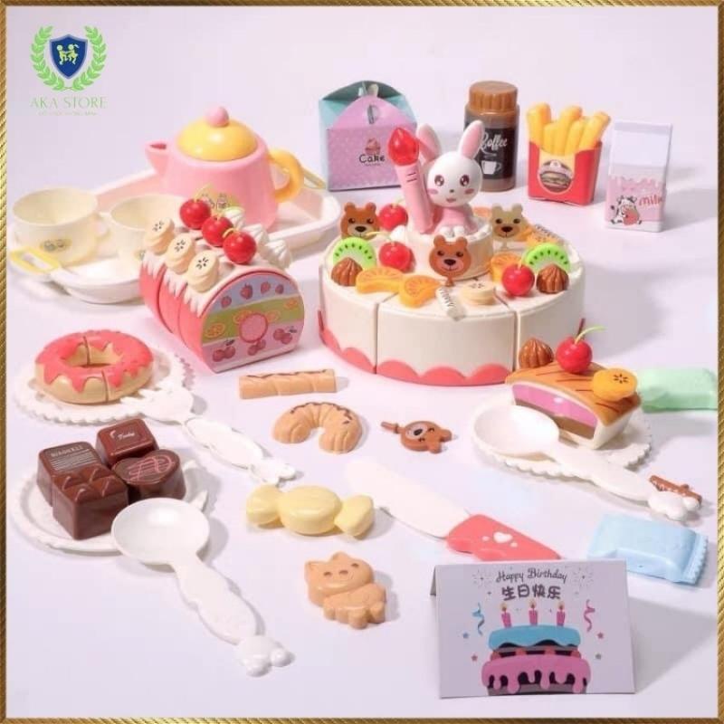 Đồ chơi bánh sinh nhật cho bé loại 85 chi tiết, hiệu ứng nhạc happy birthday và đèn nến sinh động, AKA Store