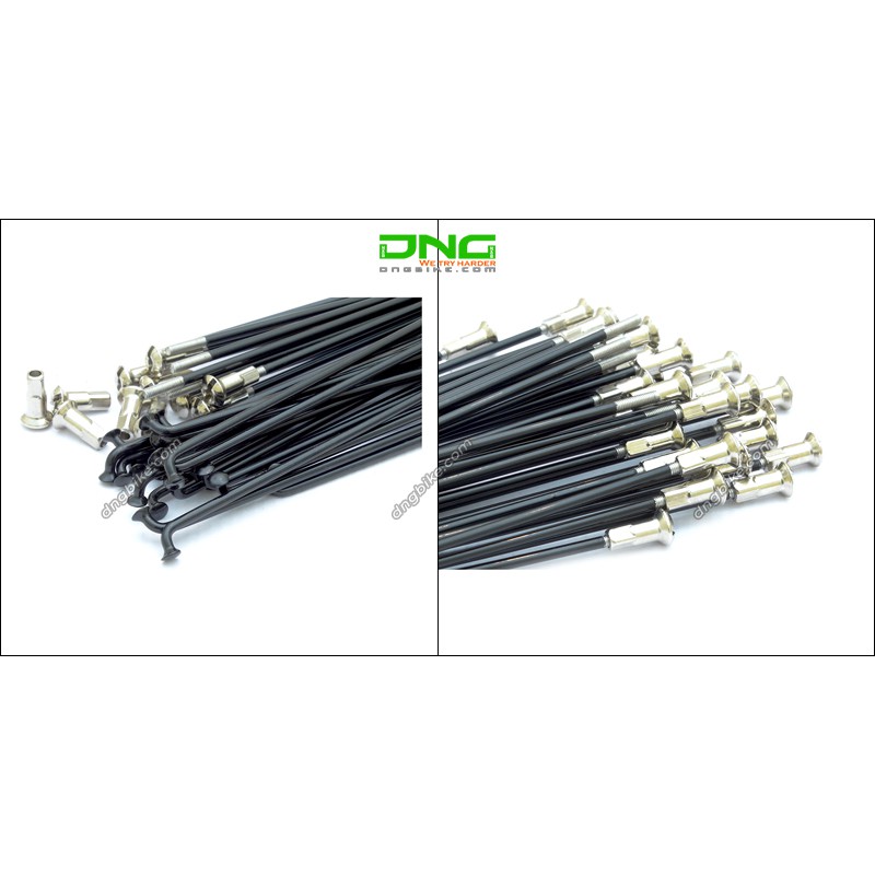 Tăm  xe đạp không rỉ màu đen/bạc