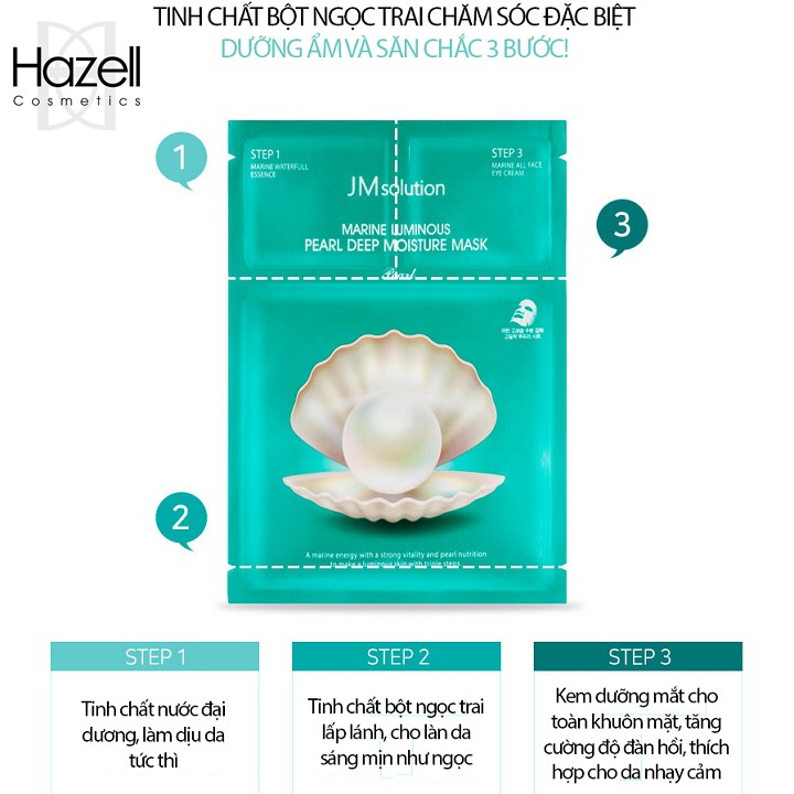 Mặt Nạ Trắng Da Ngọc Trai Jm Solution Marine Luminous Pearl Deep Moisture Mask 30ml