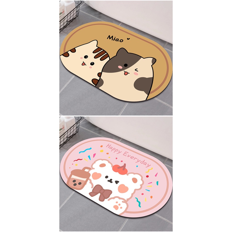 Thảm Chân Kiểu Oval Nhiều Hình Cute