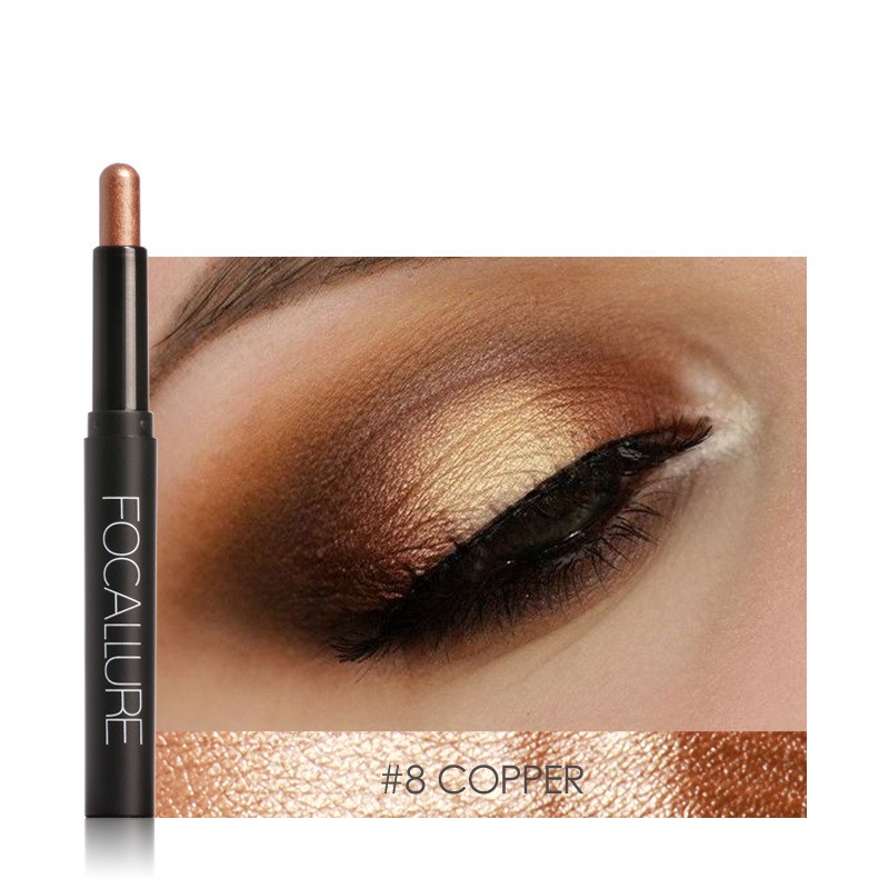 Bút bắt sáng ánh nhũ lấp lánh trang điểm mắt FOCALLURE Eyeshadow Stick 12 Colors Eye Shadow Pencil Eyes Makeup Pen Lasting Shimmer Cosmetics Tool FOCALLURE Eye Shadow Stick Glitter Pencil